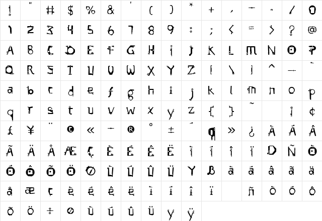 Subamera Regular Character Map Subamera Regular Character Map