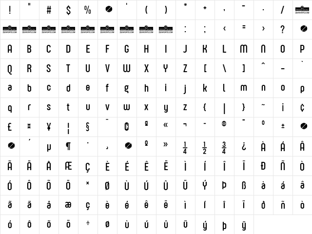 Sugo Pro Display Trial Light Character Map