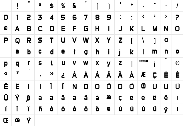 Sui Generis Condensed Regular Character Map Sui Generis Condensed Regular Character Map