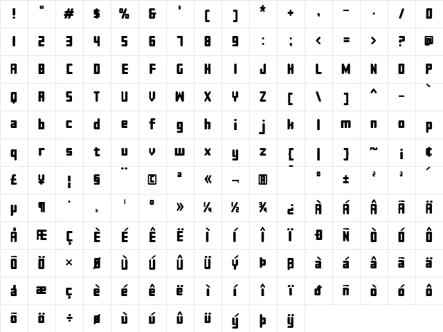 Sujeta Bold Character Map