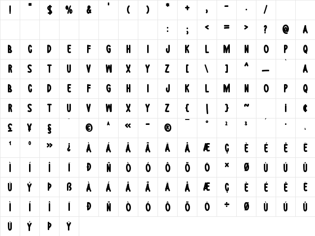 Summer Morning Regular Character Map