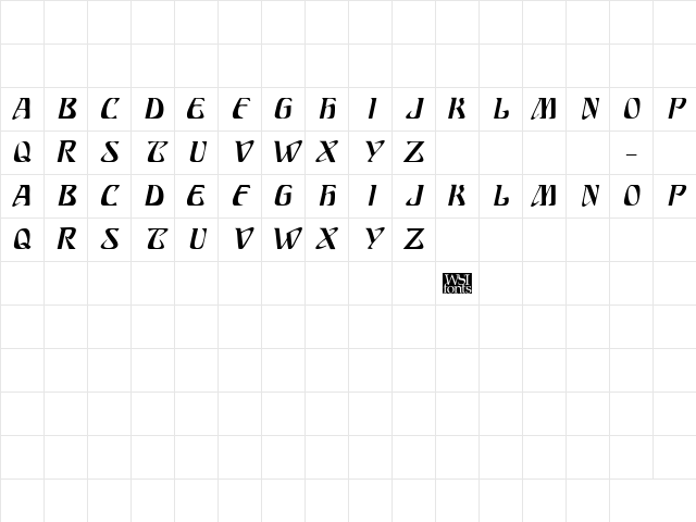 SundraDisplayCaps Italic Character Map