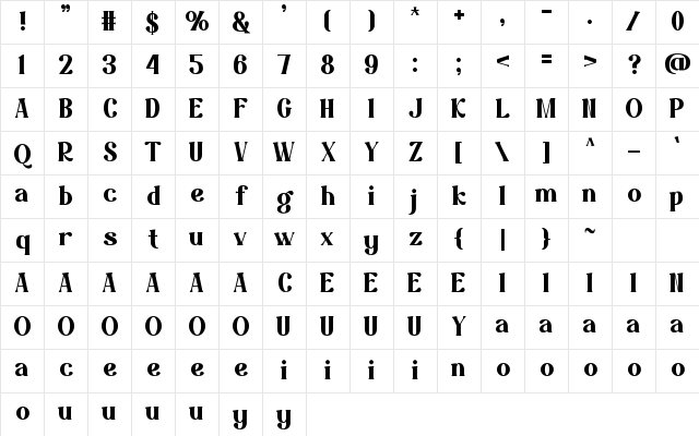Sunflare Regular Character Map Sunflare Regular Character Map