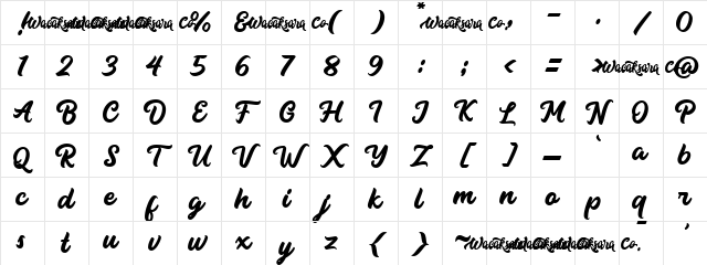 Sunkids  Script Regular Character Map