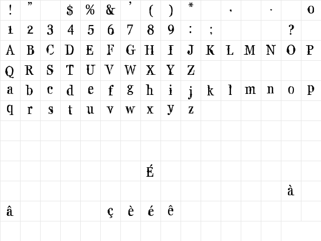 Supafly 36 Regular Character Map
