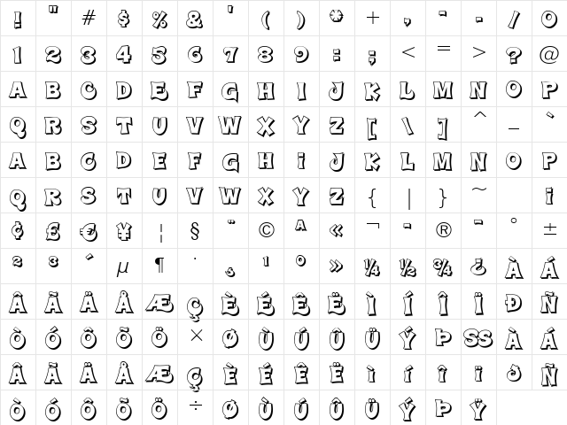 Super Delicious BTN Shadow Regular Character Map Super Delicious BTN Shadow Regular Character Map
