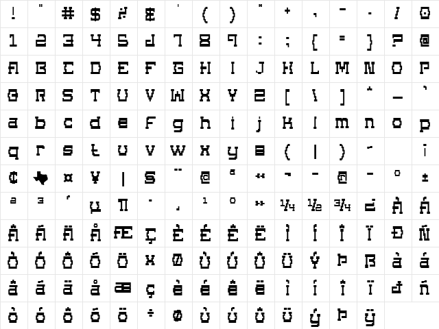 Superago Bold Bold Character Map