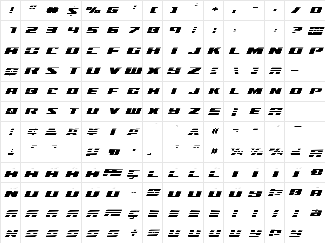 Super Brigade Gradient Regular Character Map