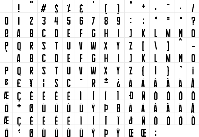 Supertalls Regular Character Map Supertalls Regular Character Map