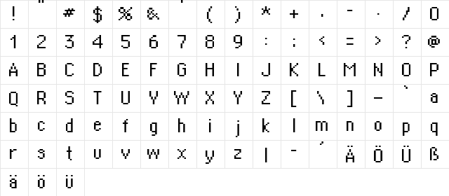 supertext _high Character Map