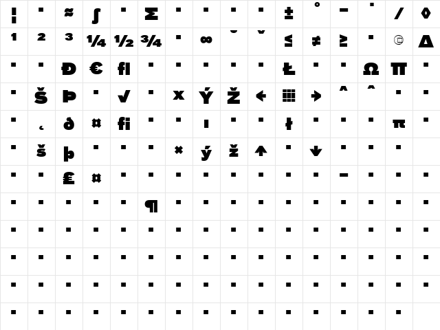 Bau-SuperExpert Regular Character Map