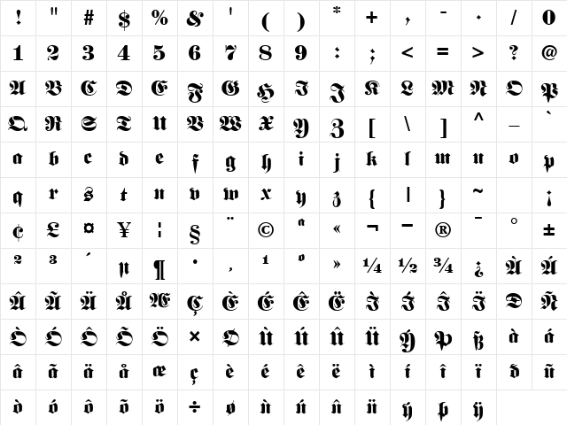 BaubleSSK Regular Character Map