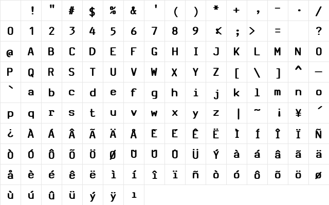 SV Basic Manual Bold Character Map SV Basic Manual Bold Character Map