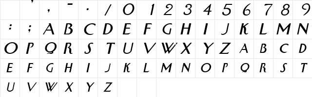 Swan Italic Character Map