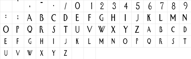 SwanCondensed Regular Character Map