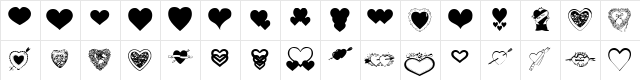 SweetHearts Regular Character Map SweetHearts Regular Character Map