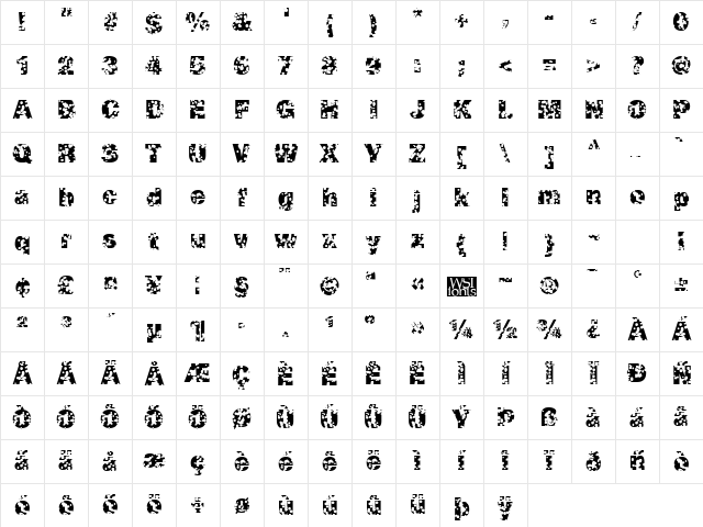 SwissCheese Regular Character Map