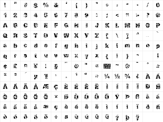 SwissCheese Regular Character Map