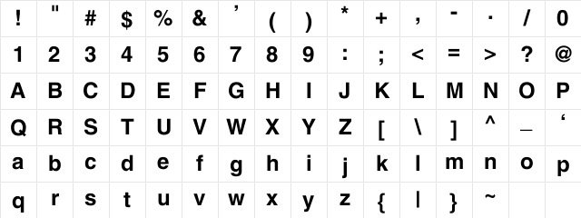 SwitzerlandBold Regular Character Map