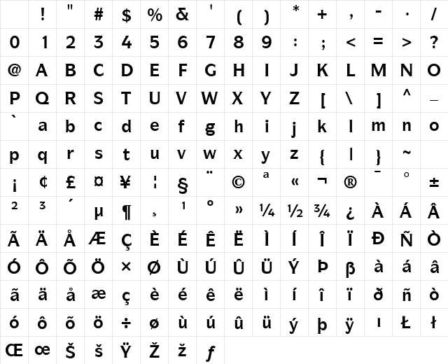 Symbol SSi Bold Character Map Symbol SSi Bold Character Map