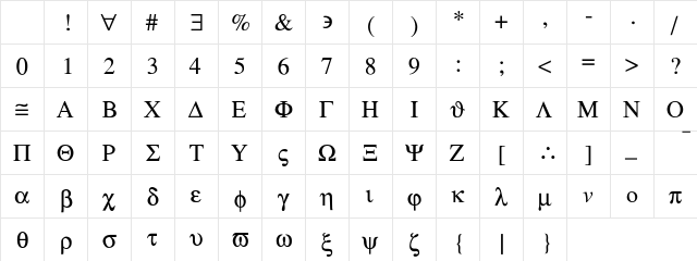 symbol-Light Regular Character Map symbol-Light Regular Character Map