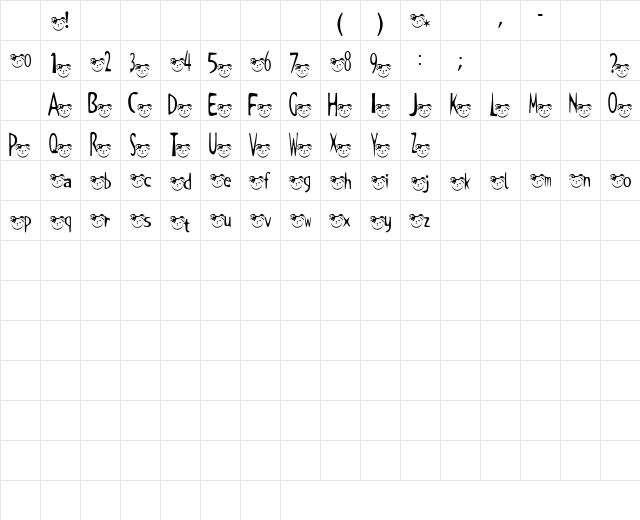 t-kuma2 Font Regular Character Map t-kuma2 Font Regular Character Map