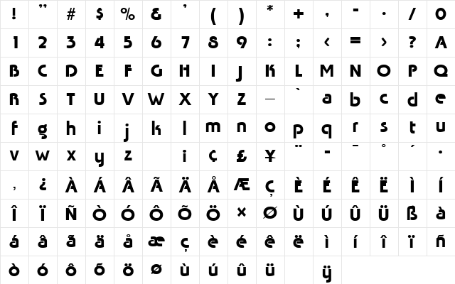 Tabasco Regular Character Map Tabasco Regular Character Map