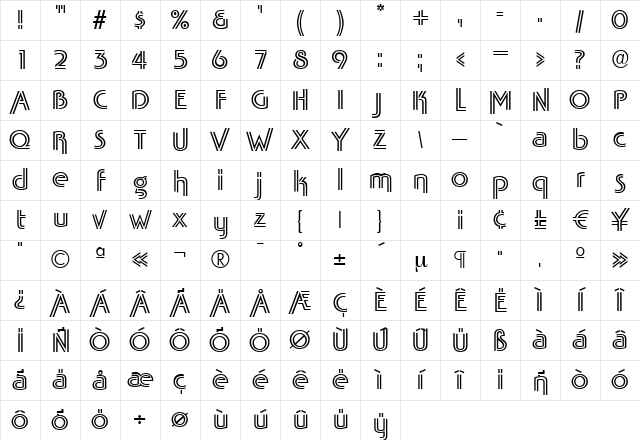 TabascoTwin Regular Character Map
