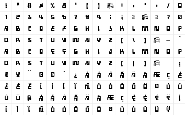 Tabletron Regular Character Map