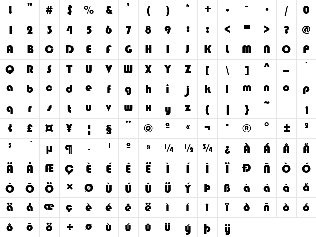 Bauhaus 93 Regular Character Map