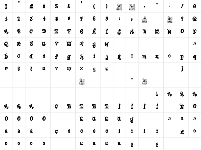 Tales Of Pain And Love Regular Character Map