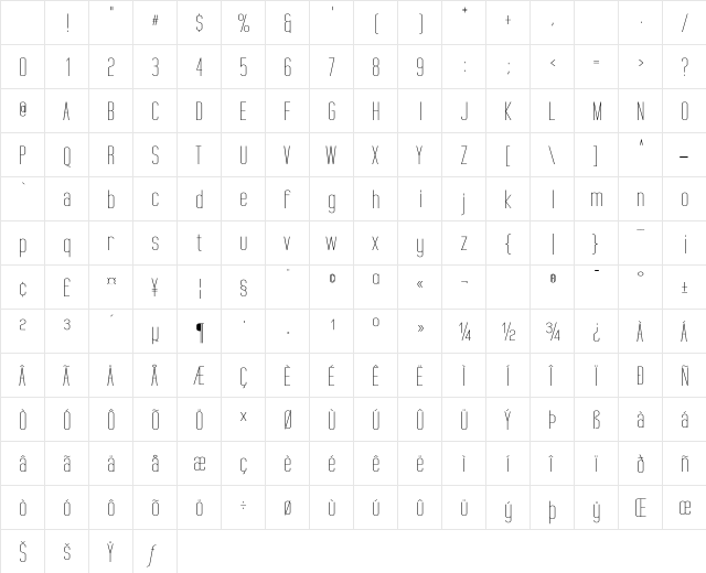 Tall Films Expanded Regular Character Map Tall Films Expanded Regular Character Map