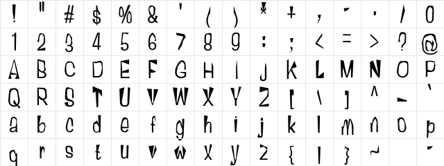 Arial Regular Character Map