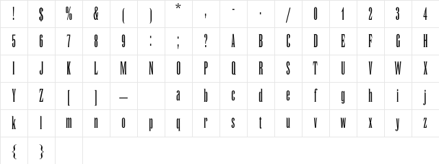 TallBoy Regular Character Map TallBoy Regular Character Map