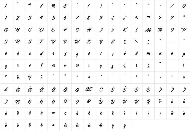 Tamte Semi-Script Regular Character Map Tamte Semi-Script Regular Character Map