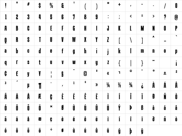 Tandelle Bold Character Map