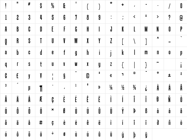 Tandelle Regular Character Map