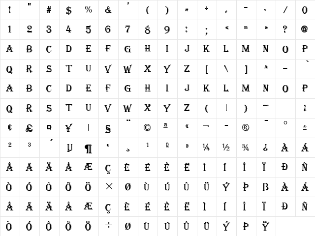 Tangiers Normal Character Map Tangiers Normal Character Map