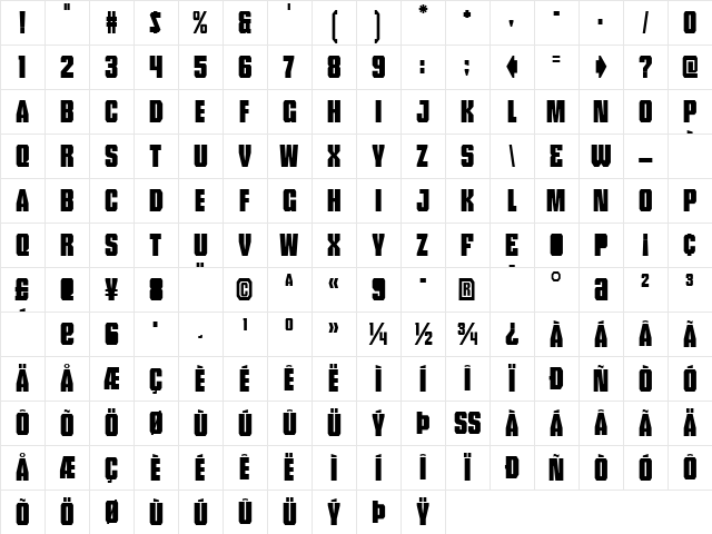 Tank Lite Regular Character Map Tank Lite Regular Character Map