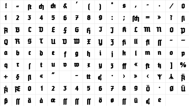 Tannenberg Fett Roman Character Map Tannenberg Fett Roman Character Map