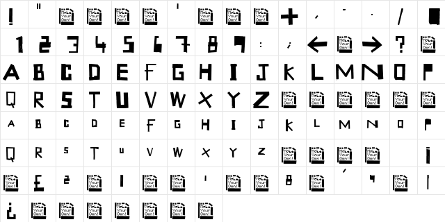 TapeType Regular Character Map