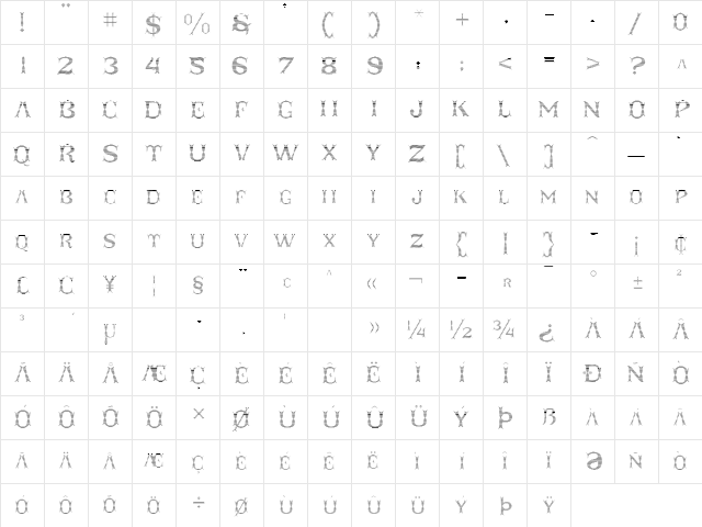 Taqueria Black Fill Lines Regular Character Map