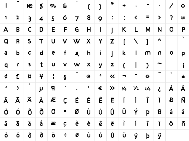 TargetBooK Regular Character Map