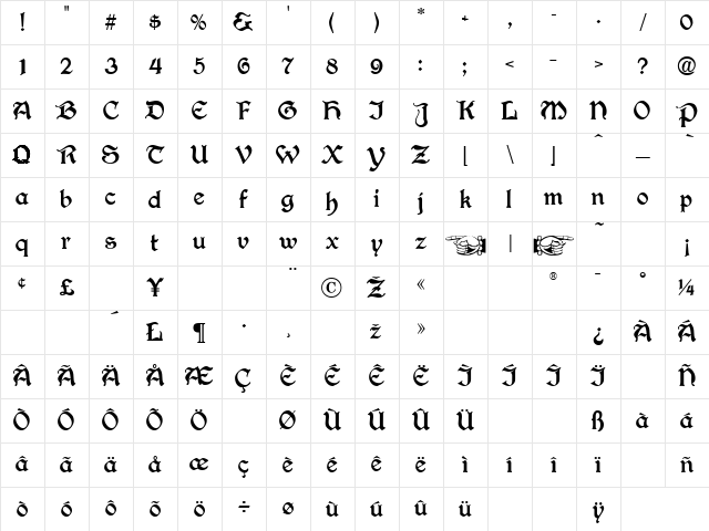 Academy Text Regular Character Map Academy Text Regular Character Map