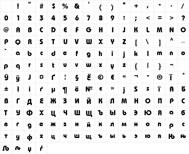 BauhausCTT Bold Character Map