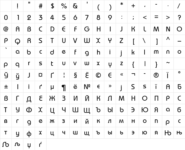 BauhausCTT Regular Character Map