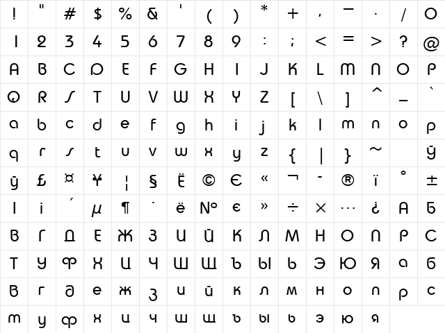 Taurus Normal Character Map