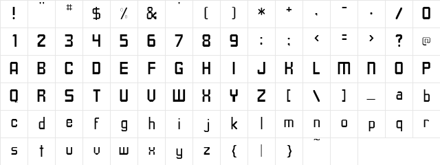 TavisSSK Regular Character Map