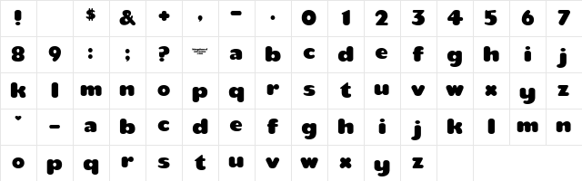 teaspoon Regular Character Map