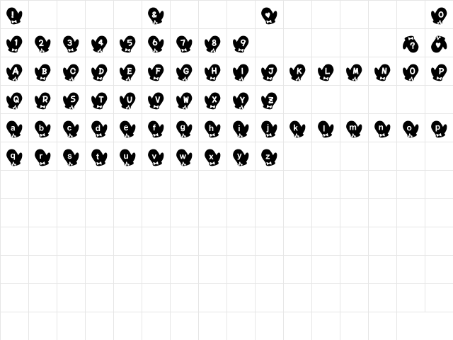 Tebukuro Font Regular Character Map